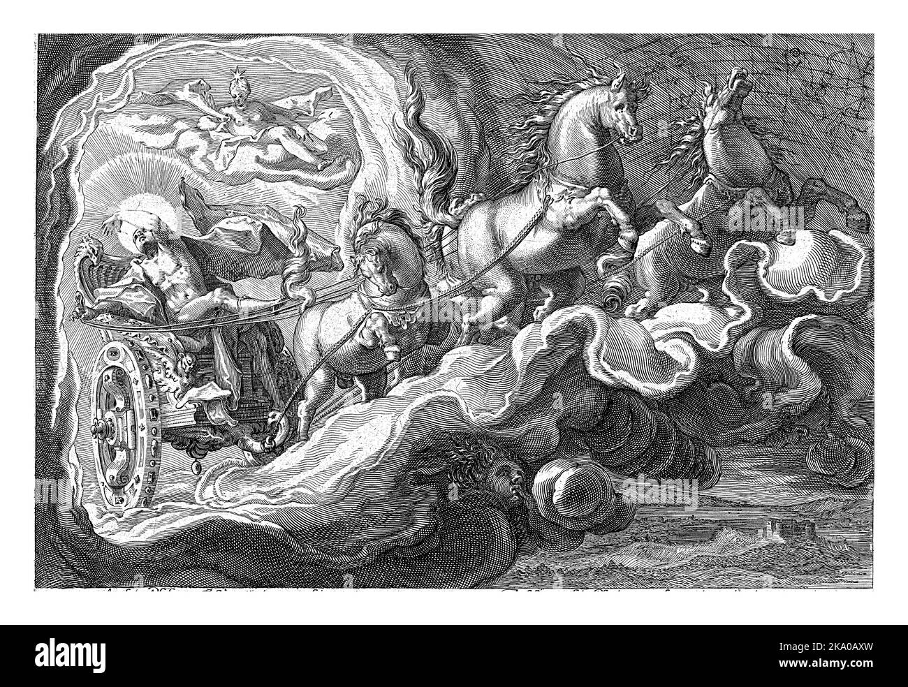Phaethon attraversa il cielo nel carro di suo padre, il dio del sole. Foto Stock