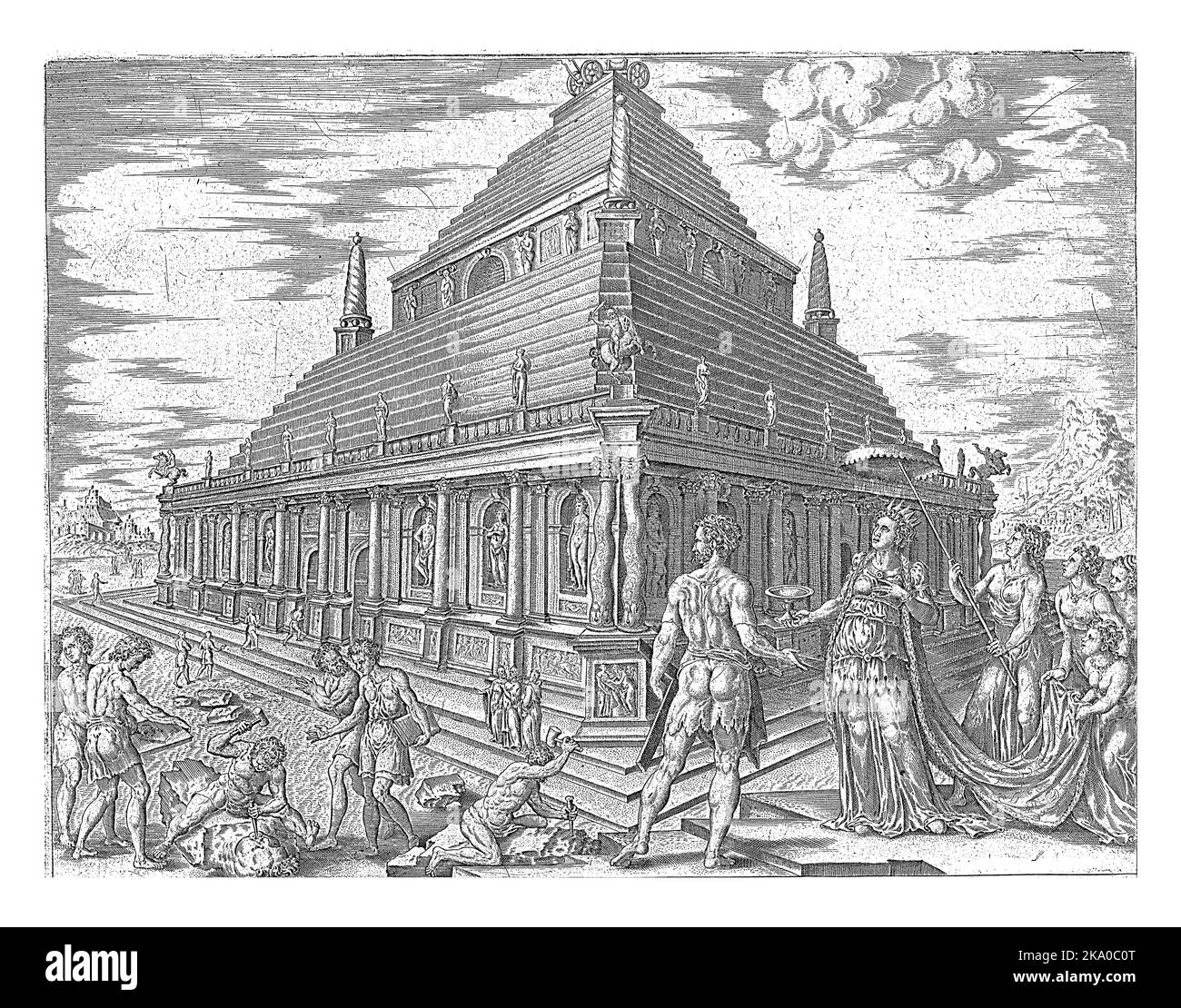 Il Mausoleo di Halicarnasse, la tomba di re Mausolus, un principe persiano della città di Halicarnaso dal 4th ° secolo AC. Fu costruito dopo la sua morte Foto Stock