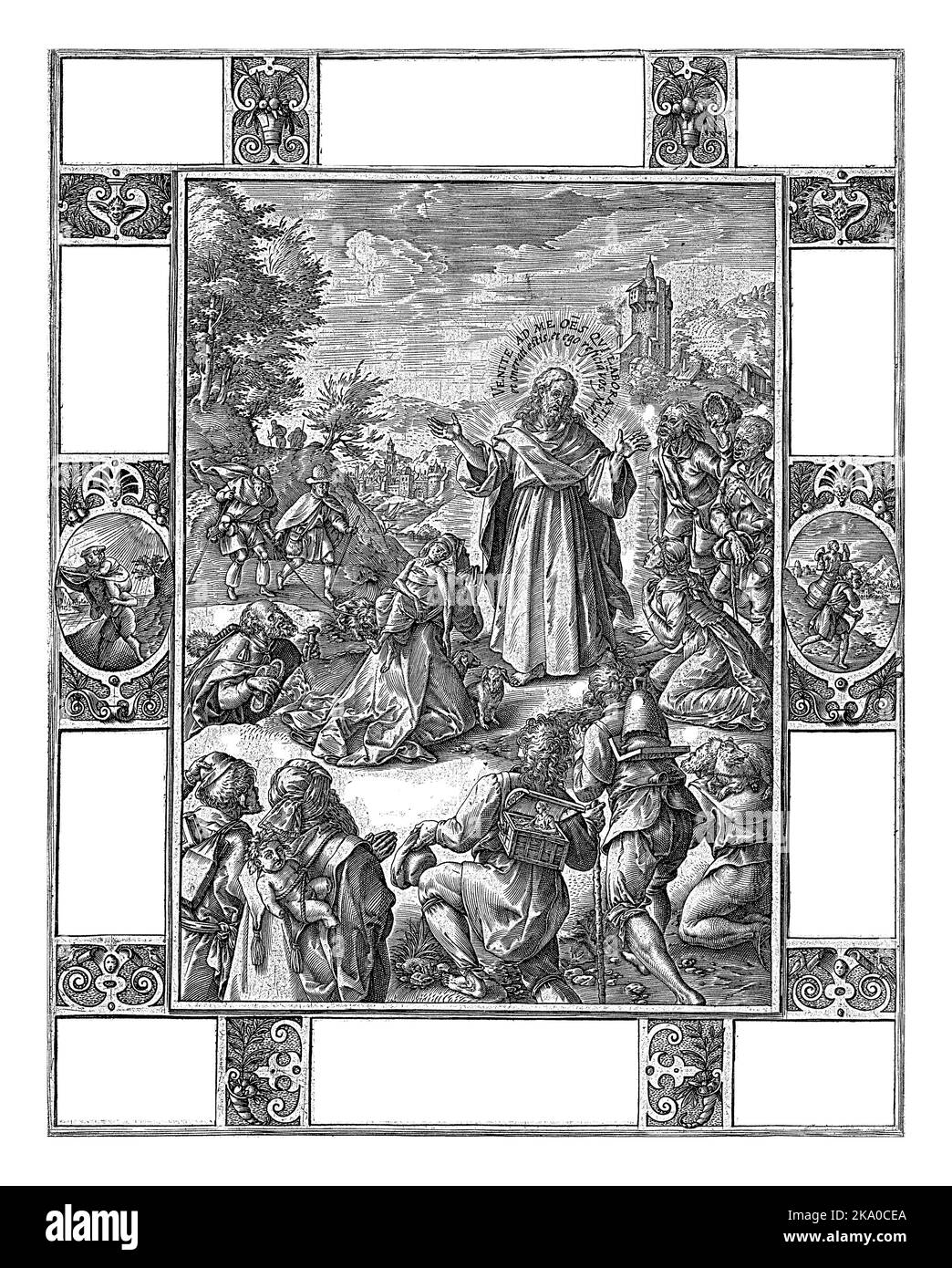 Redenzione dalla sofferenza, Hendrick Goltzius, 1578 Serie di dodici allegorie della fede cristiana. Ciascuna delle allegorie consiste in una re centrale Foto Stock
