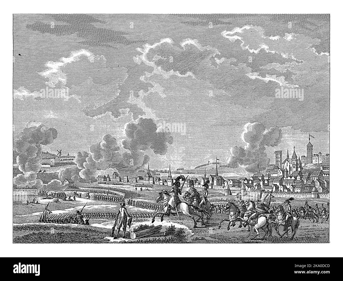 Battaglia di Jemappes, 1792, Reinier Vinkeles (i), dopo Jacques Francois Joseph Swebach, 1801 Battaglia di Jemappes in Hainaut con una vittoria dei francesi Foto Stock