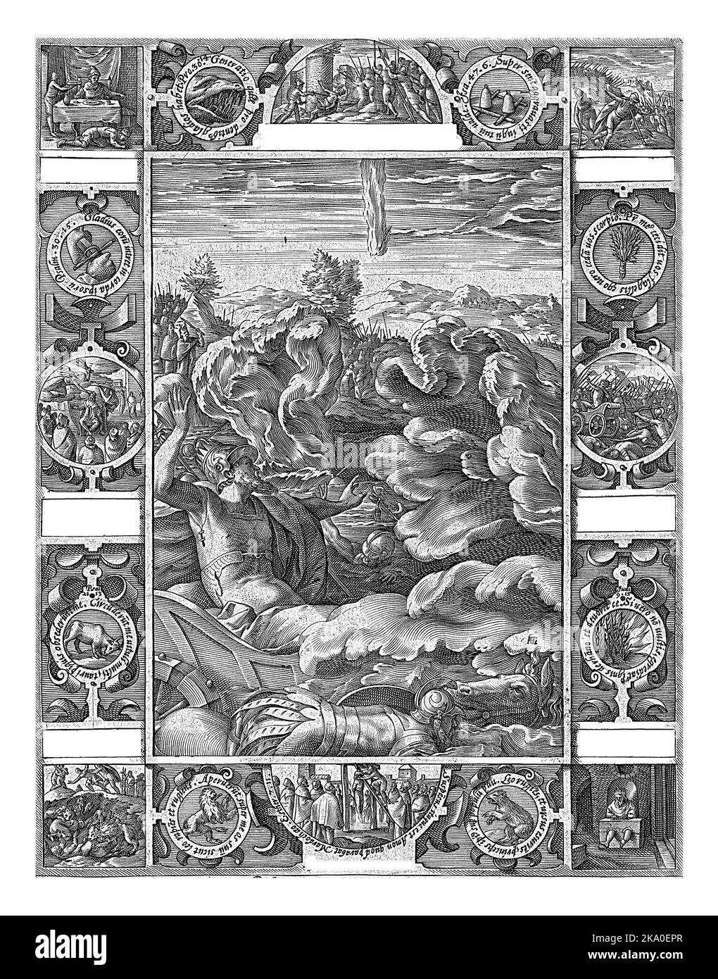 Punizione del male (il passaggio del Mar Rosso), Hendrick Goltzius, 1578 Serie di dodici allegorie della fede cristiana. Ciascuna delle allegorie co Foto Stock