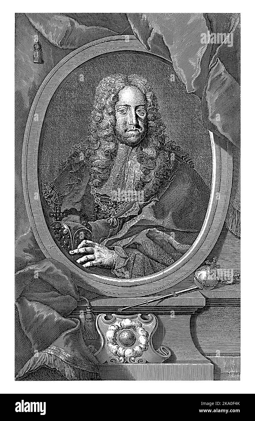Ritratto dell'imperatore Carlo VI, Andreas Schmutzer, Joseph Schmutzer, dopo Massimiliano Joseph Hannl, 1710 - 1740 Foto Stock