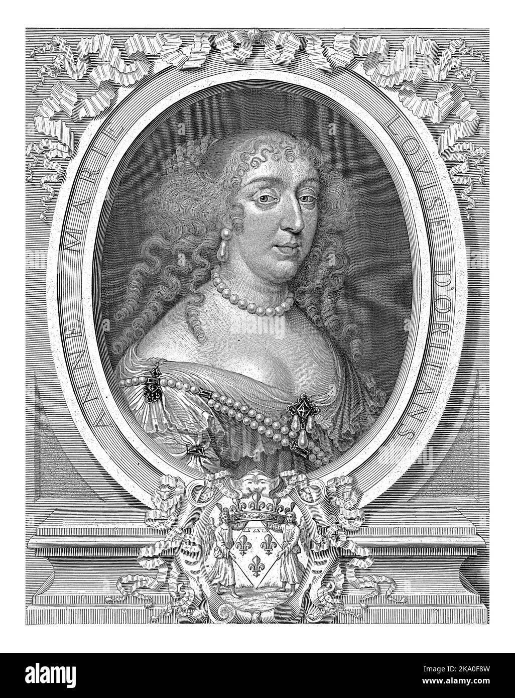 Ritratto di Anne Marie Louise d'Orleans, Duchessa di Montpensier, Pieter van Schuppen, dopo Gilbert de Seve, 1666 Foto Stock