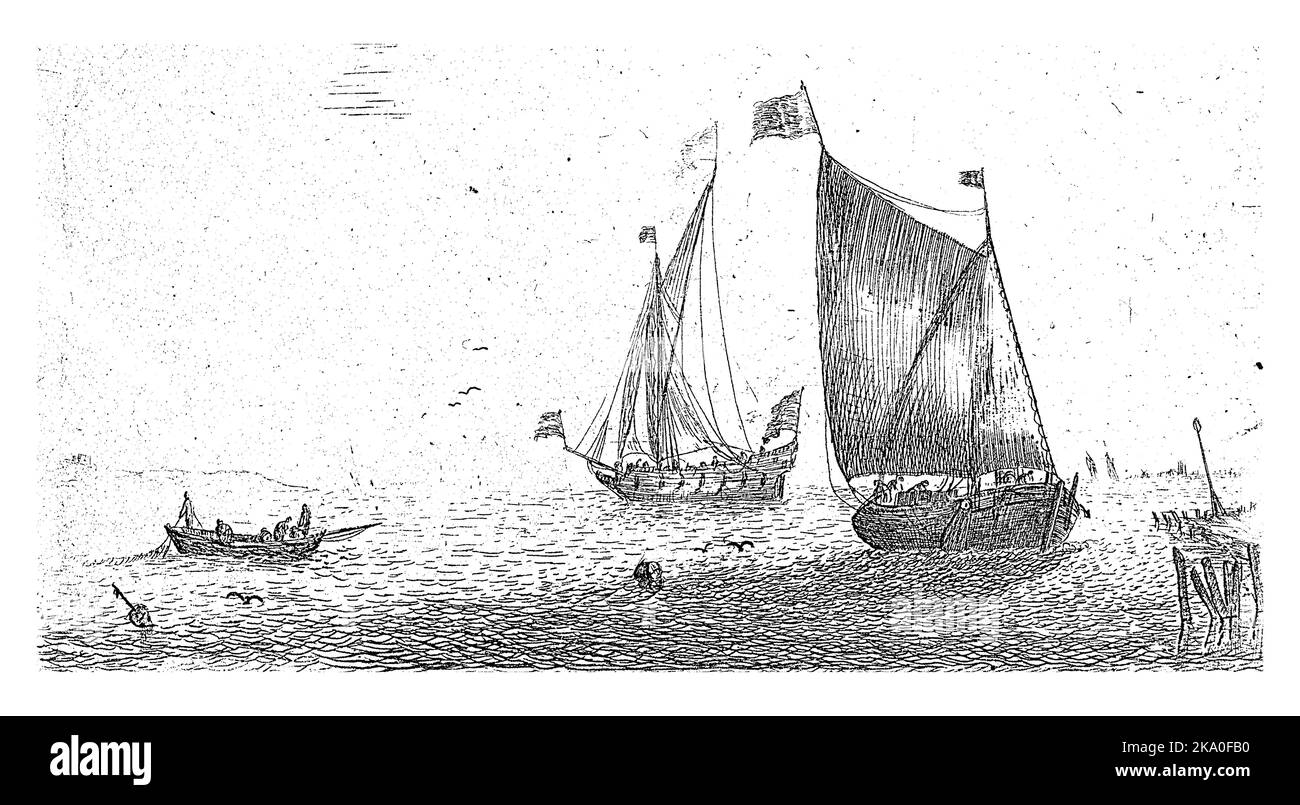 Mare con una barca da pesca Foto Stock