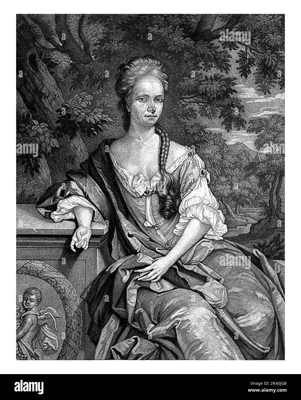 Ritratto di Agatha Valck, Pieter Schenk (i), 1690 - 1713 Agatha Valck, moglie del printmaker e editore Pieter Schenk. Foto Stock