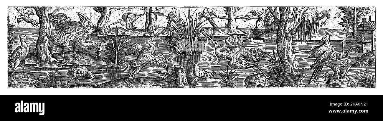 Sulla destra c'è un mulino ad acqua. Foglio 12 dalla serie di 12 fogli numerati. Foto Stock