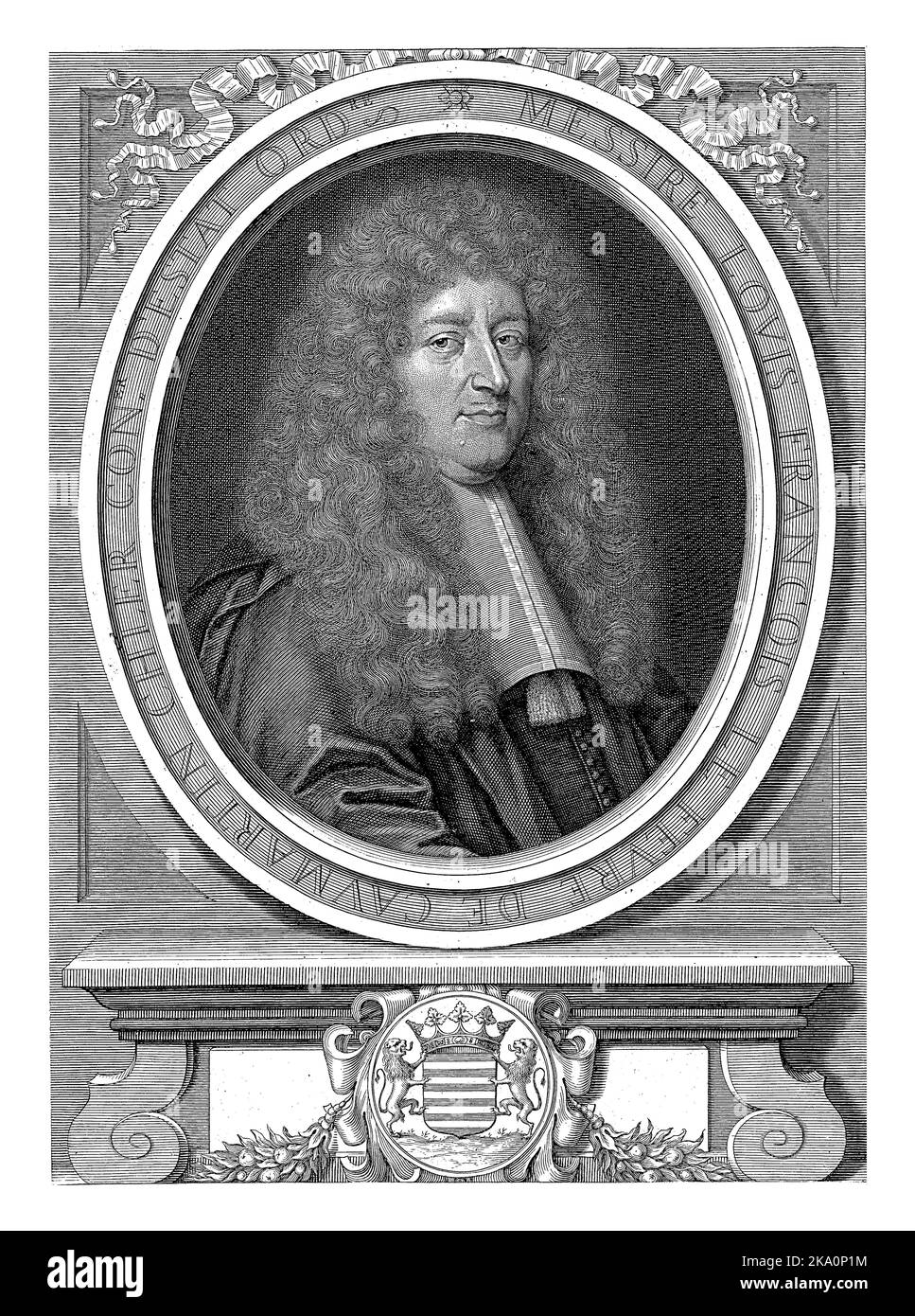 Ritratto dello statista francese Louis-Francois le Fevre de Caumartin, Pieter van Schuppen, dopo Francois de Troy, 1685 Foto Stock