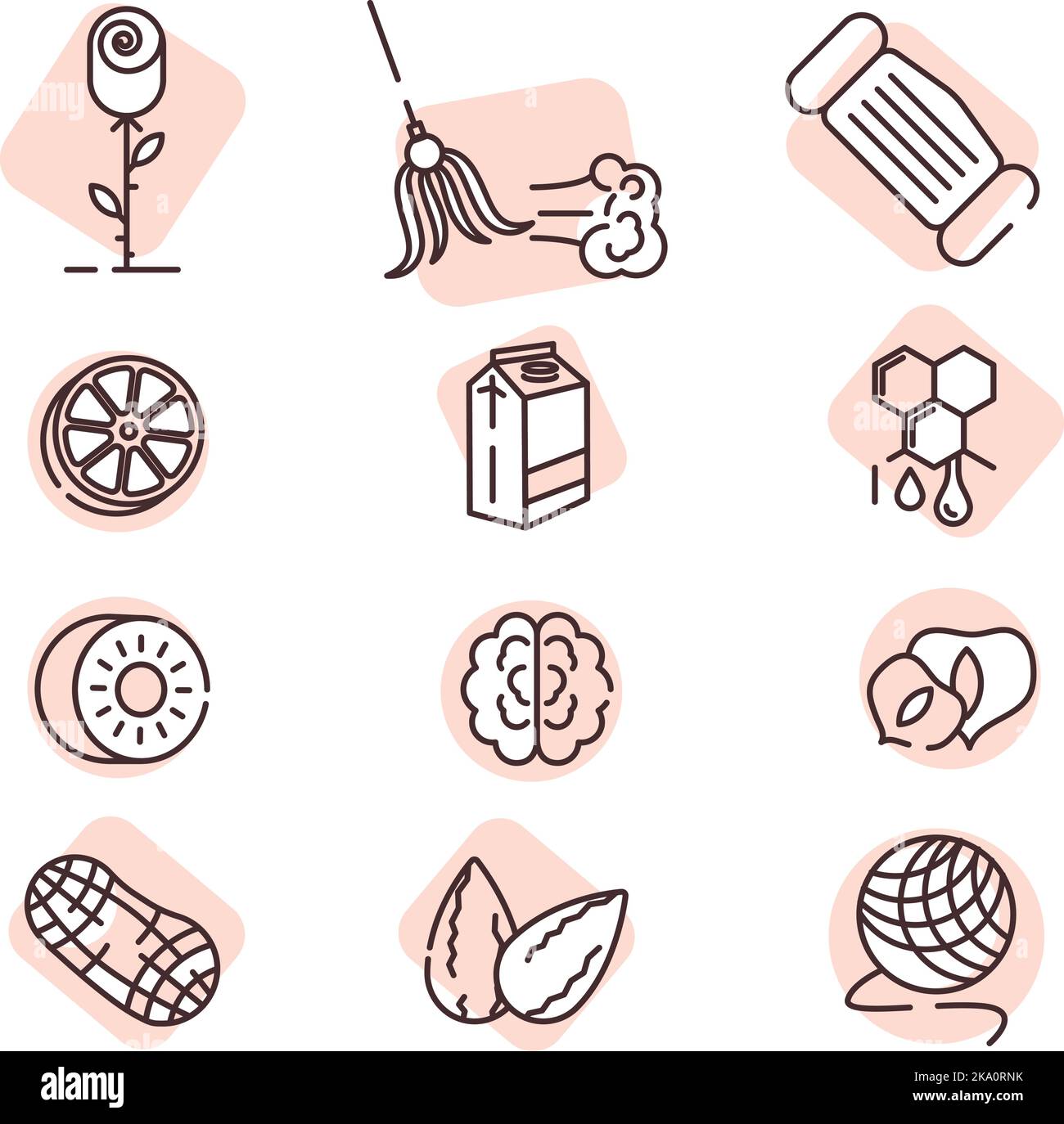 Allergie alimentari, illustrazione o icona, vettore su sfondo bianco. Illustrazione Vettoriale