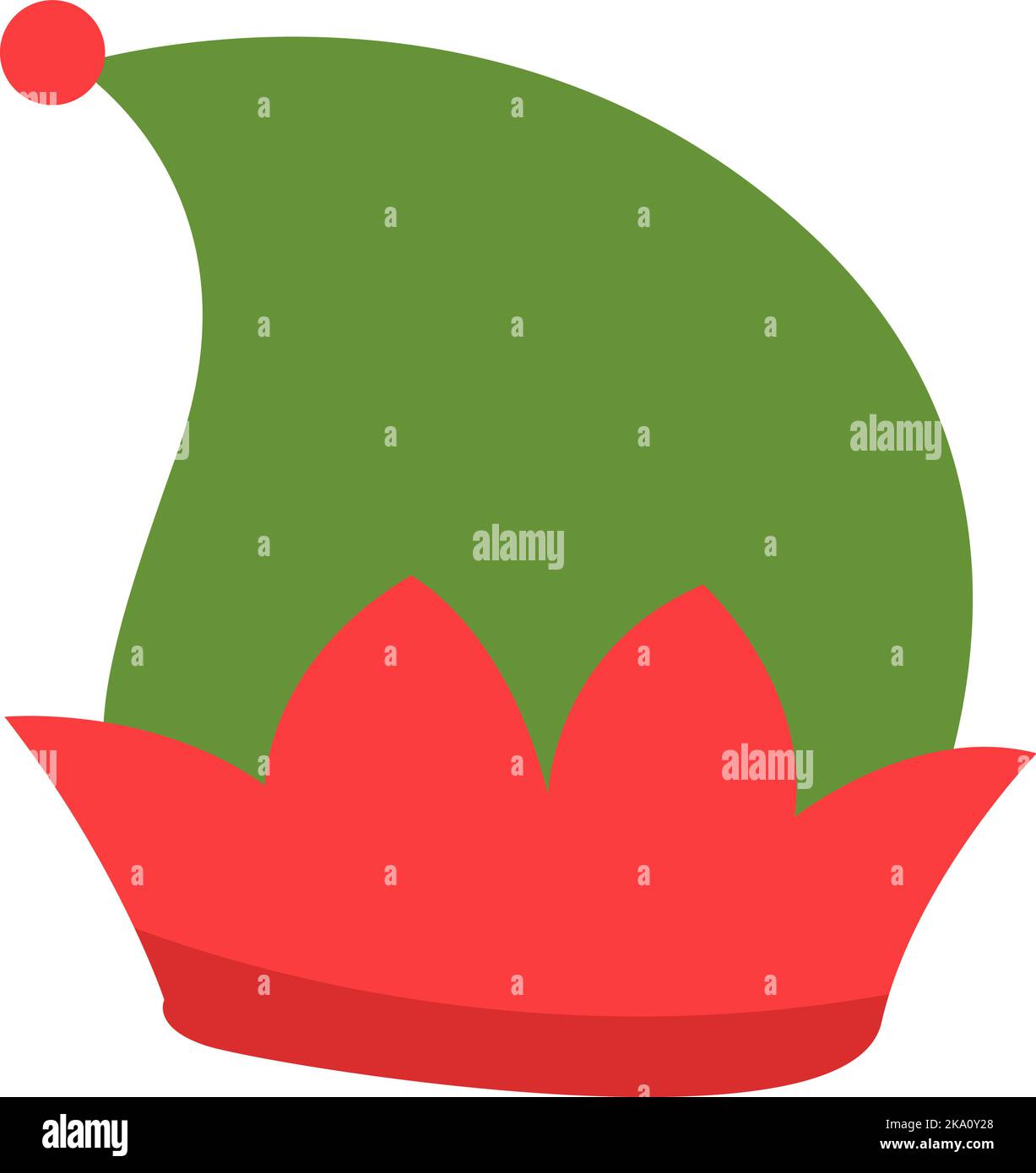 Cappello di elfo di Natale, illustrazione o icona, vettore su sfondo bianco. Illustrazione Vettoriale