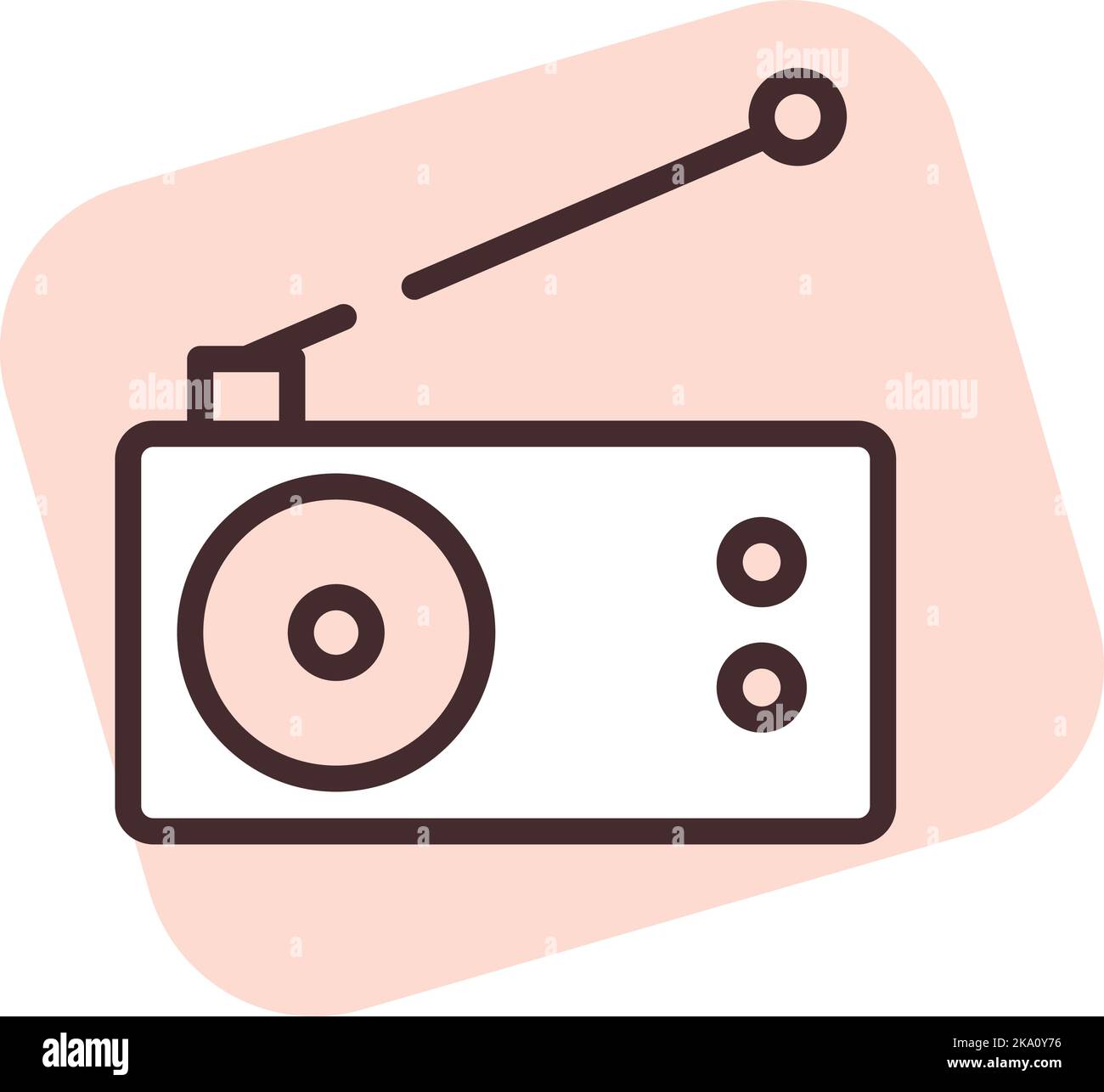 Autoradio elettronica, illustrazione o icona, vettore su sfondo bianco. Illustrazione Vettoriale