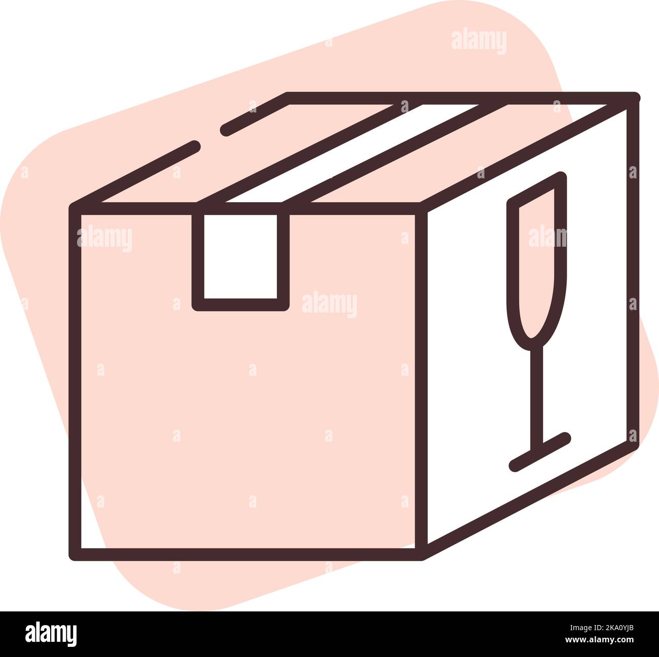 Consegna fragile, illustrazione o icona, vettore su sfondo bianco. Illustrazione Vettoriale