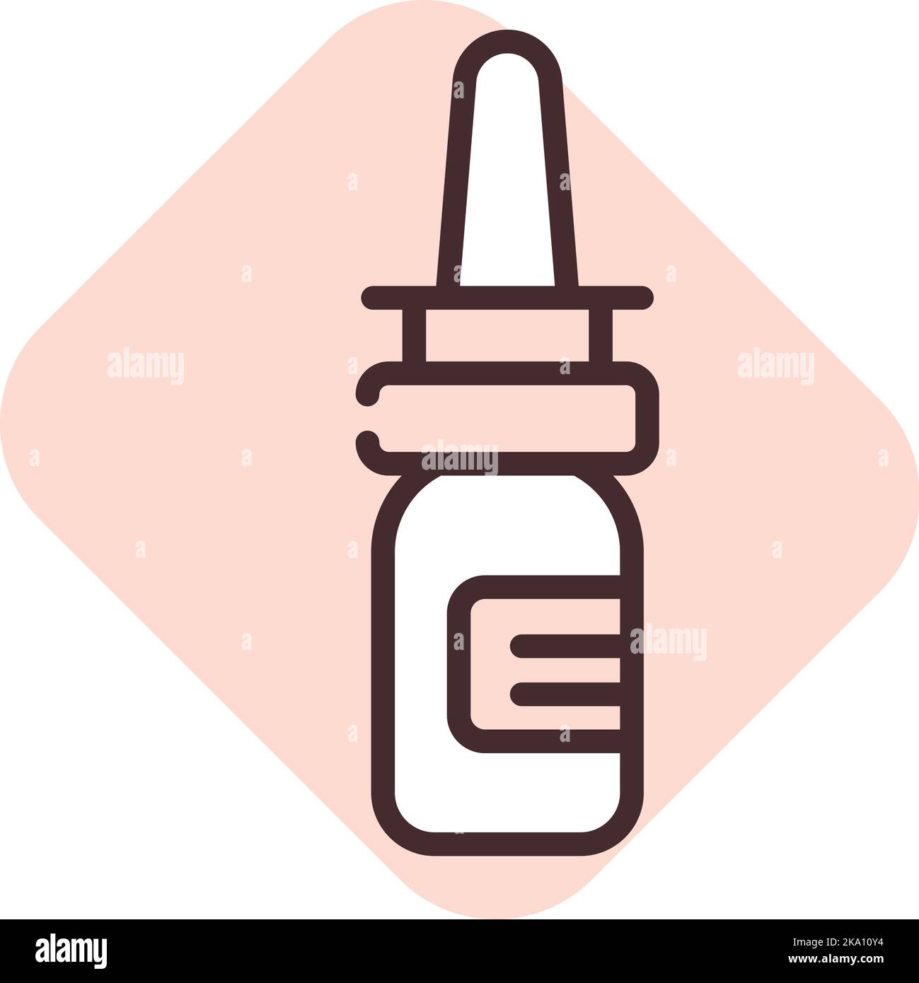 Spray naso salute, illustrazione o icona, vettore su sfondo bianco. Illustrazione Vettoriale