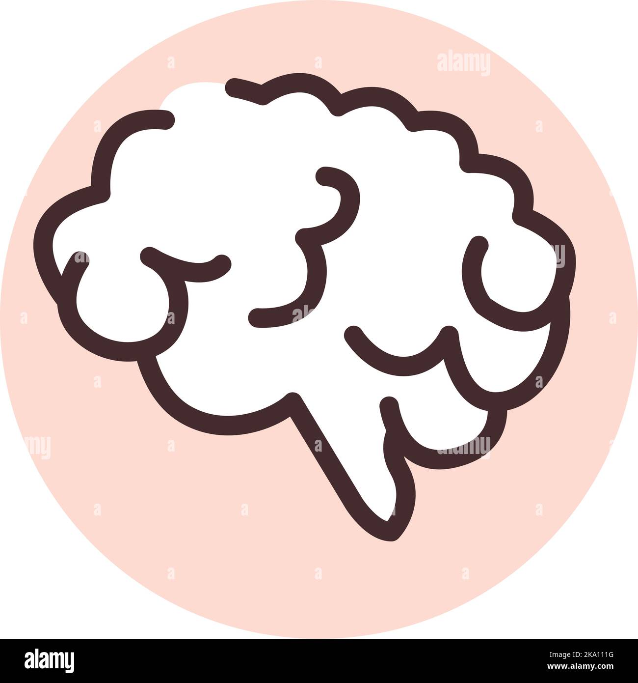 Cervello di organo umano, illustrazione o icona, vettore su sfondo bianco. Illustrazione Vettoriale