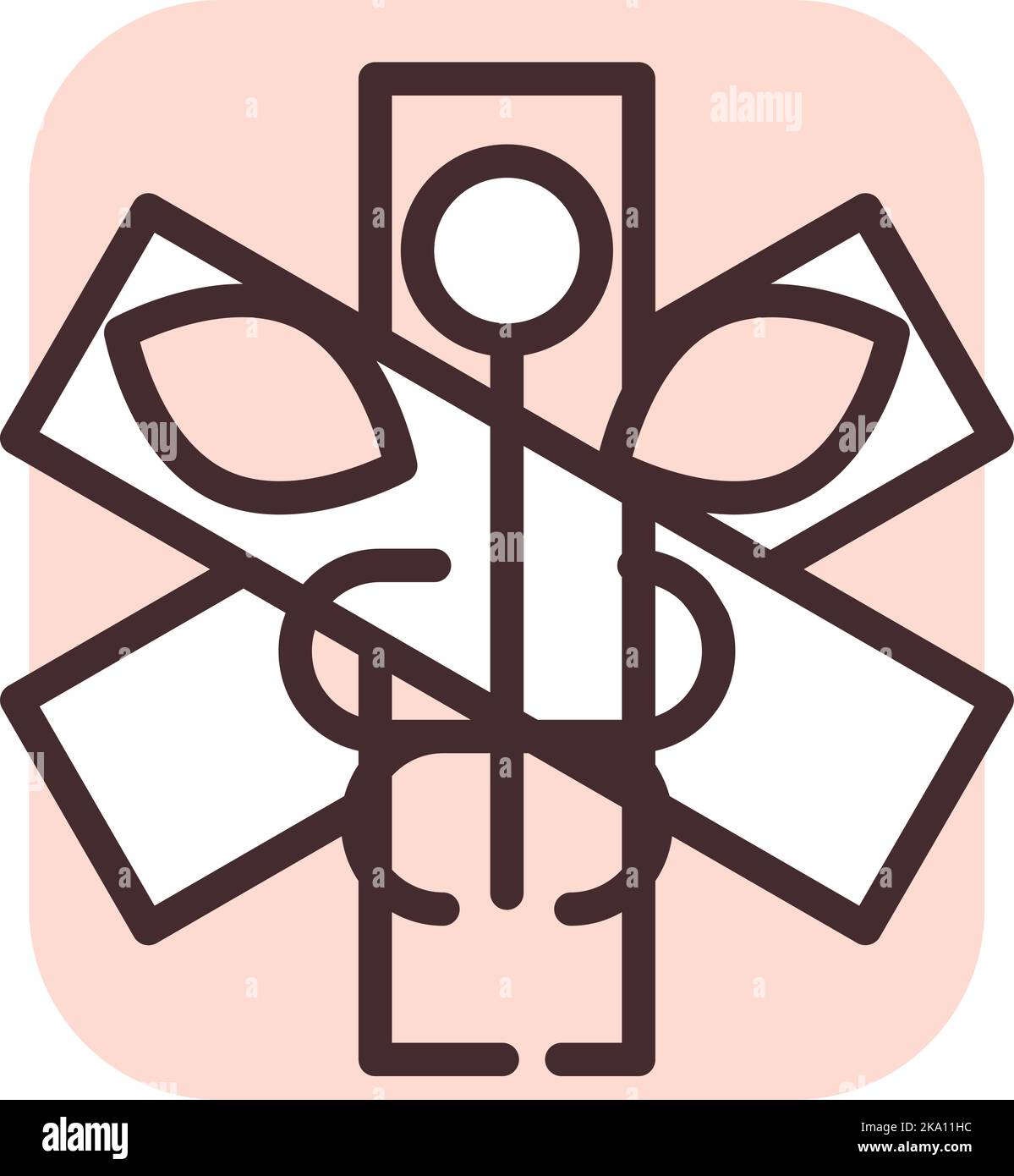 Simbolo dell'ospedale, illustrazione o icona, vettore su sfondo bianco. Illustrazione Vettoriale