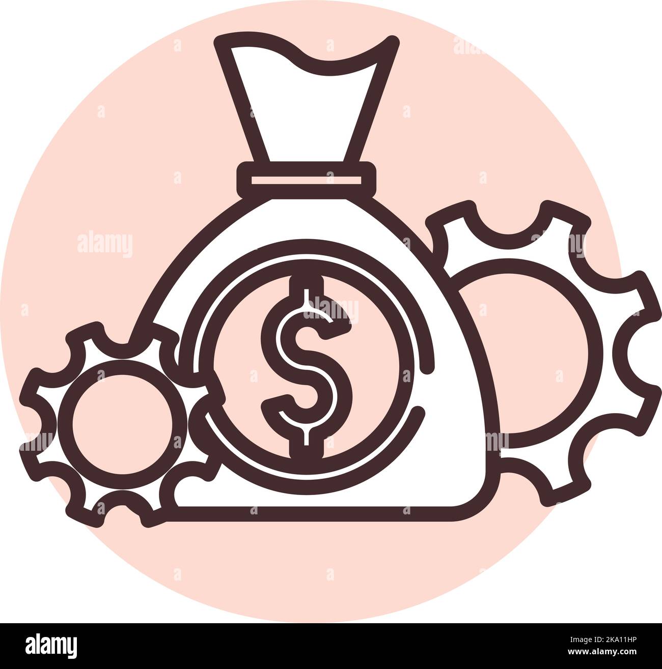 Investimento di denaro fare, illustrazione o icona, vettore su sfondo bianco. Illustrazione Vettoriale