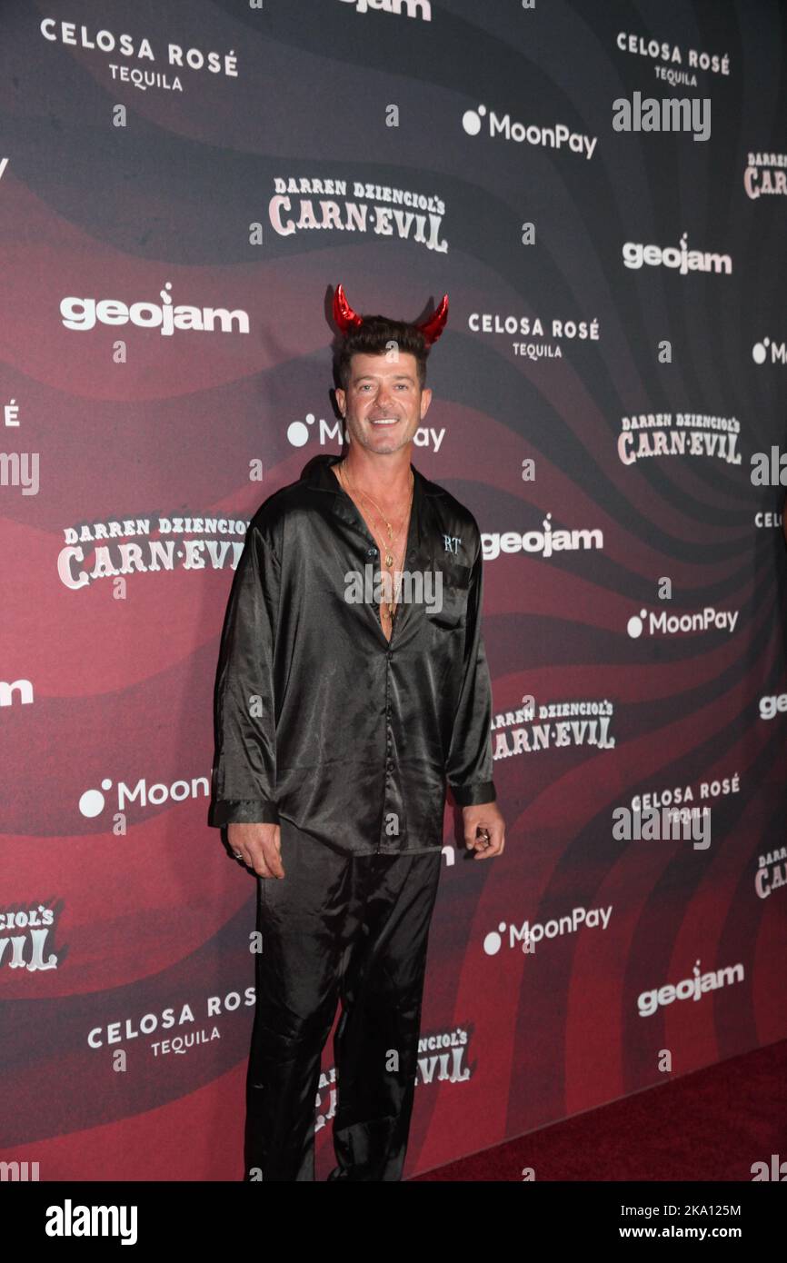 LOS ANGELES, CA - 29 OTTOBRE 2022: Robin Thicke partecipa all'annuale CARN*EVIL Halloween Party il 29 ottobre 2022 a Los Angeles, California Foto Stock