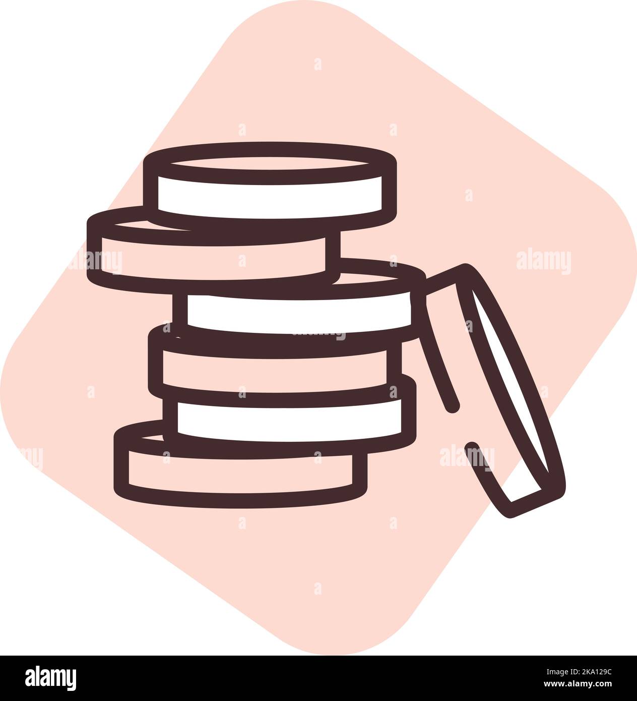 Monete metalliche, illustrazioni o icone, vettore su sfondo bianco. Illustrazione Vettoriale