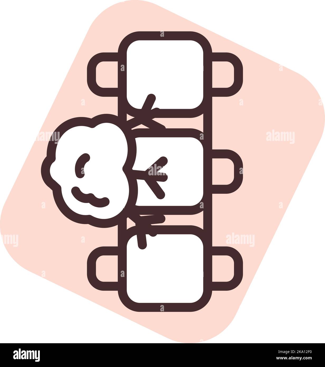 Cancro medico della colonna vertebrale, illustrazione o icona, vettore su sfondo bianco. Illustrazione Vettoriale