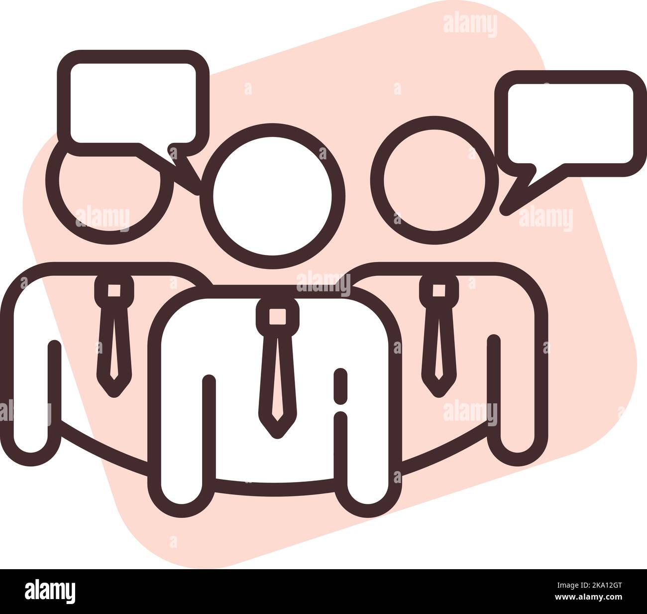 Comunicazione di affari della gente, illustrazione o icona, vettore su sfondo bianco. Illustrazione Vettoriale