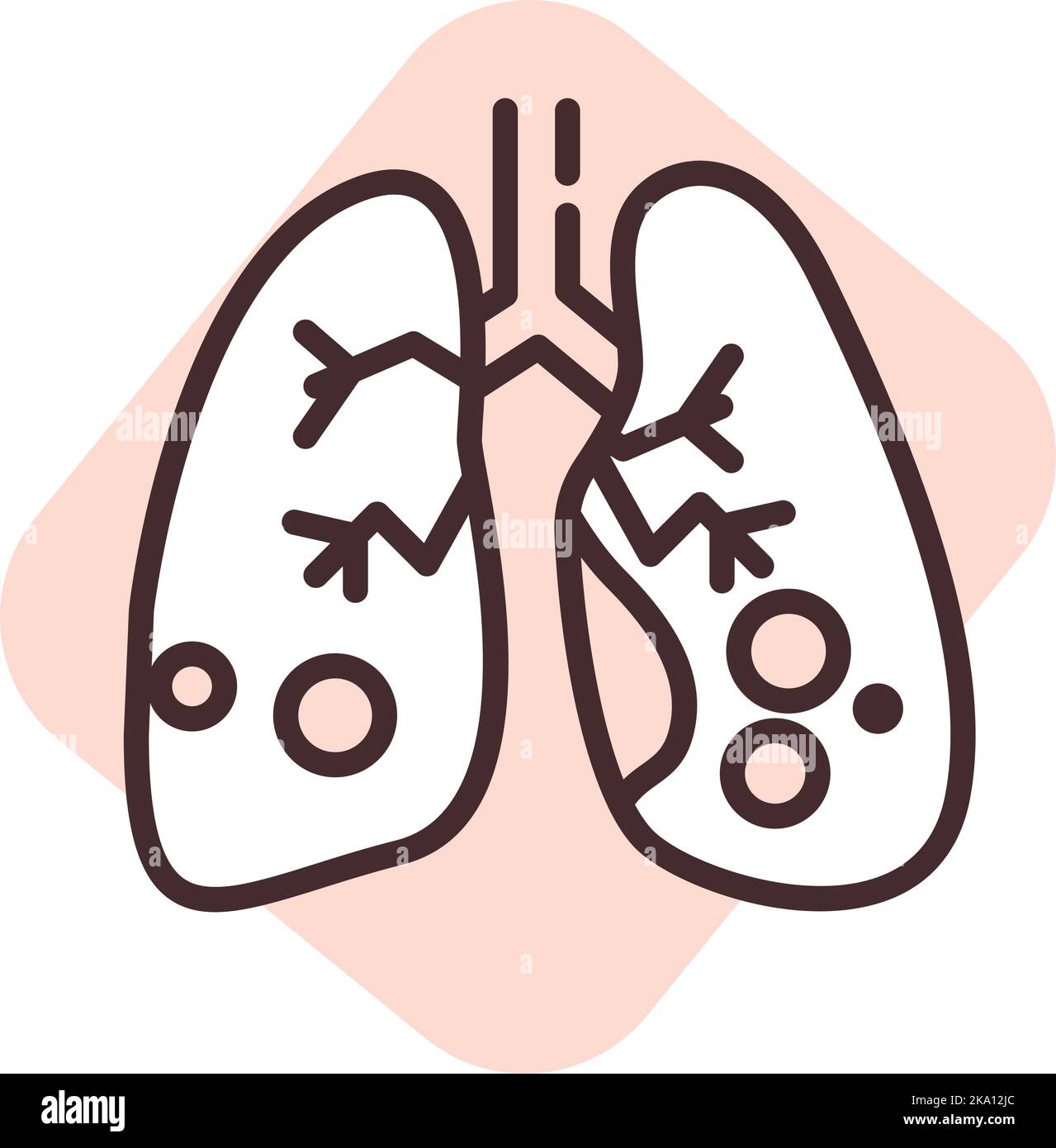 Polmoni medici, illustrazione o icona, vettore su sfondo bianco. Illustrazione Vettoriale