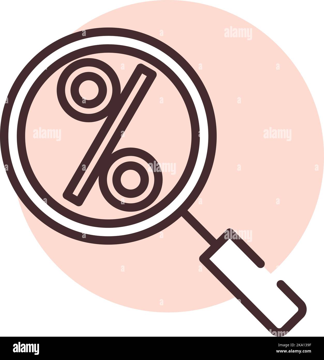 Ricerca percentuale, illustrazione o icona, vettore su sfondo bianco. Illustrazione Vettoriale