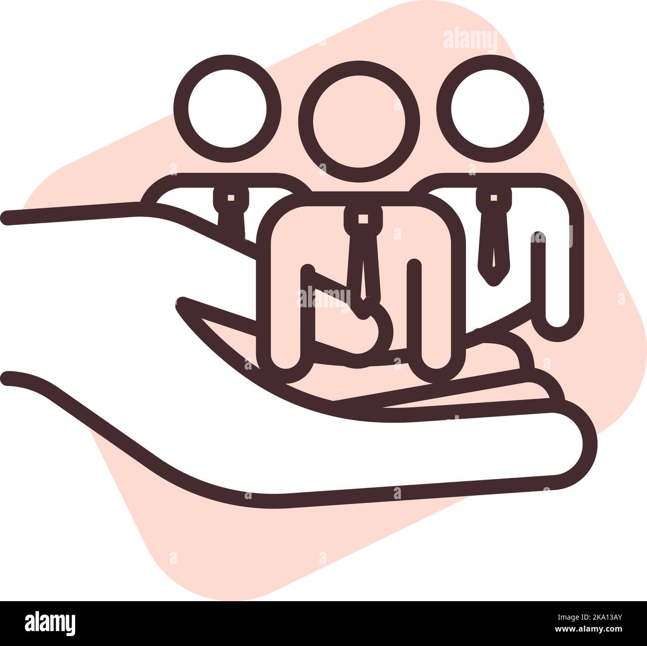 Persone business team cura, illustrazione o icona, vettore su sfondo bianco. Illustrazione Vettoriale