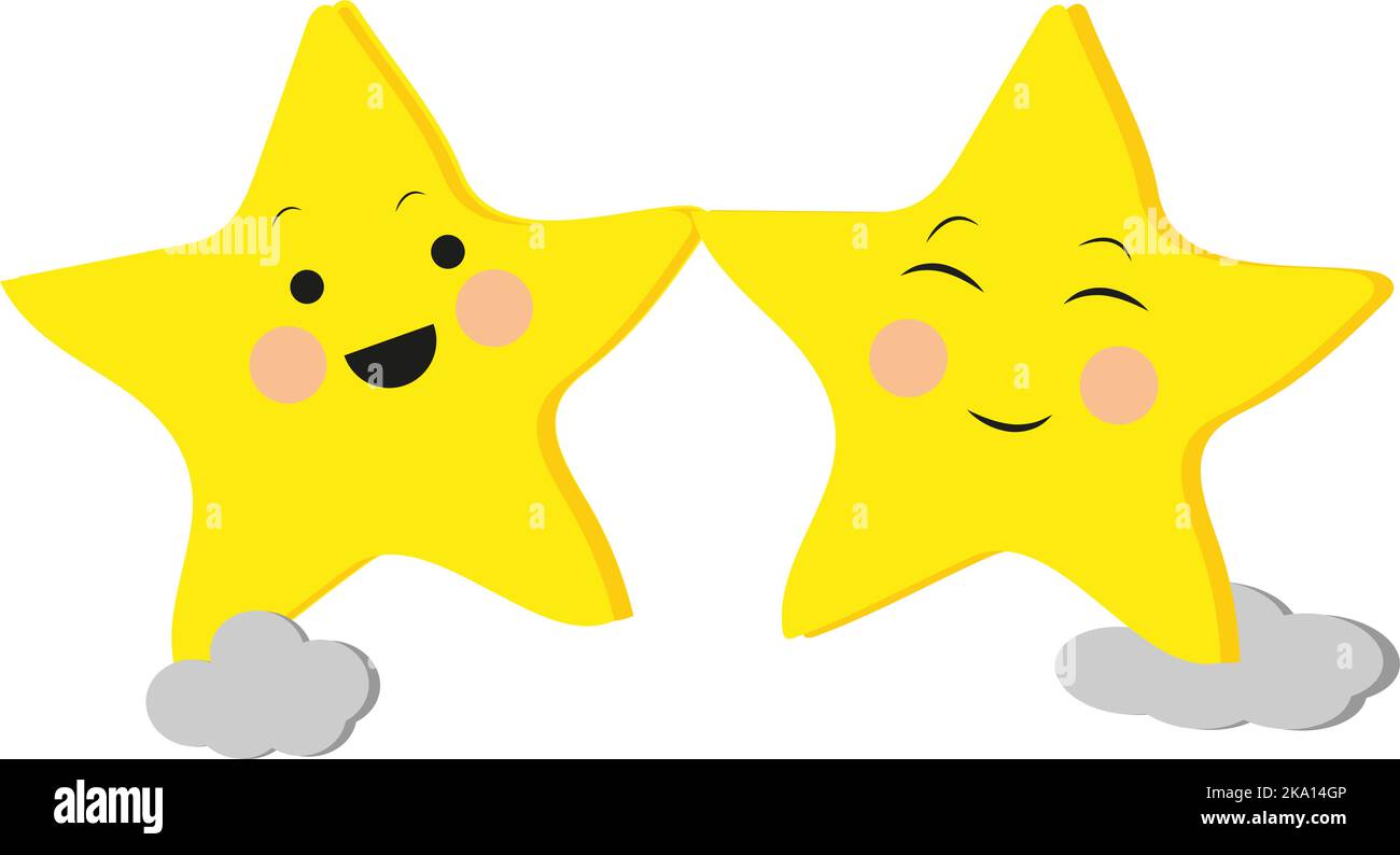 Stella in nuvole, illustrazione o icona, vettore su sfondo bianco. Illustrazione Vettoriale