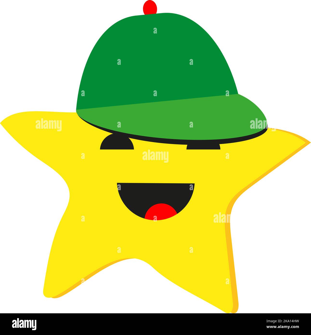 Stella con cappello, illustrazione o icona, vettore su sfondo bianco. Illustrazione Vettoriale