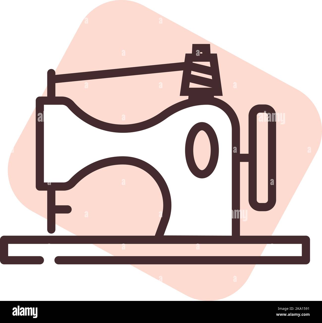 Tecnologia macchina per cucire, illustrazione o icona, vettore su sfondo bianco. Illustrazione Vettoriale