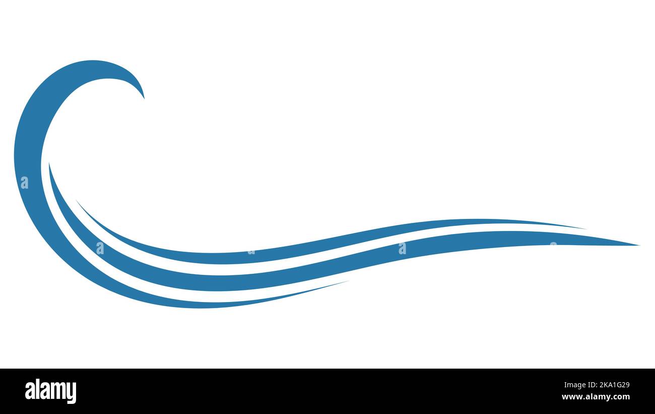 Wave logo mare, icona windsurf vento blu, business spiaggia di acqua Illustrazione Vettoriale