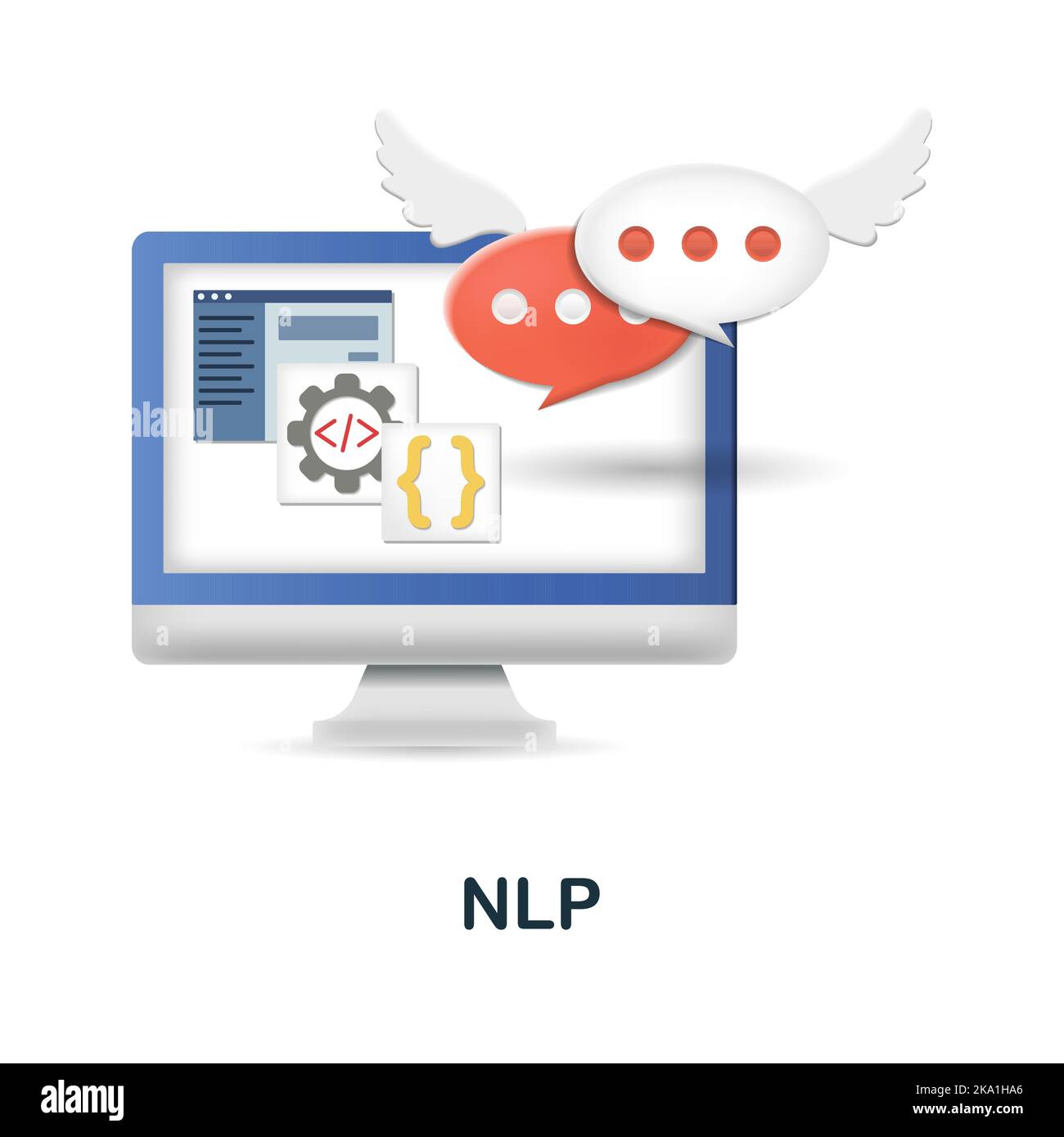 Icona NLP. 3d illustrazione dalla collezione di neuromarketing. Creative NLP 3D icona per web design, modelli, infografiche e altro ancora Illustrazione Vettoriale