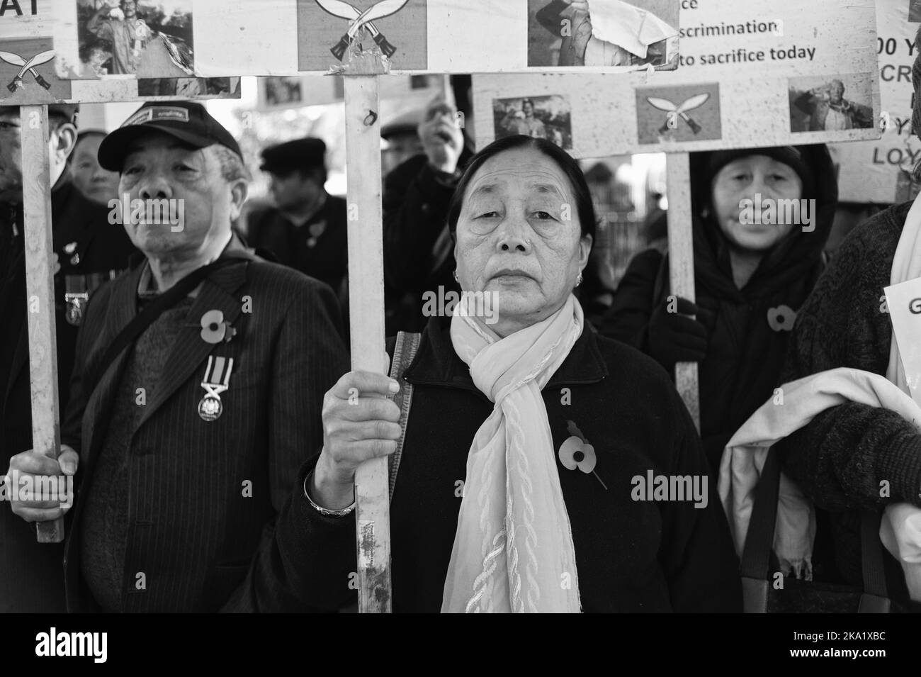 Gyanraj Rai ha proseguito lo sciopero della fame il 7th 2013 novembre per protestare contro il trattamento di Gurkhas da parte del governo britannico, Whitehall London. Foto Stock