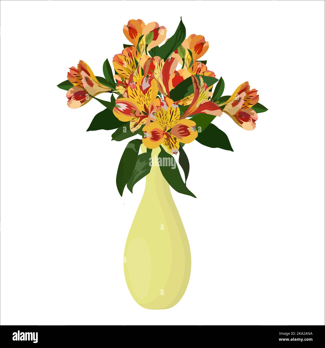 Fiore tropicale dell'Alstroemeria. Bouquet peruviano di giglio in vaso, illustrazione vettoriale Illustrazione Vettoriale