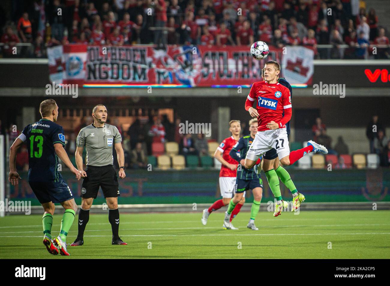 Silkeborg, Danimarca. 30th Ott 2022. Sebastian Jorgensen (27) di Silkeborg SE visto durante il Superliga match 3F tra Silkeborg IF e Viborg IF al Jysk Park di Silkeborg. (Photo Credit: Gonzales Photo/Alamy Live News Foto Stock