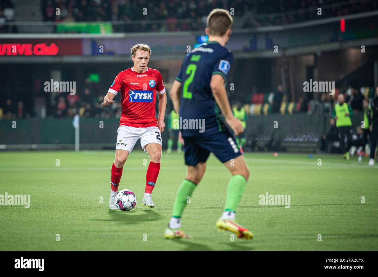 Silkeborg, Danimarca. 30th Ott 2022. Anders Klynge (21) di Silkeborg SE visto durante il Superliga match 3F tra Silkeborg IF e Viborg IF al Jysk Park di Silkeborg. (Photo Credit: Gonzales Photo/Alamy Live News Foto Stock