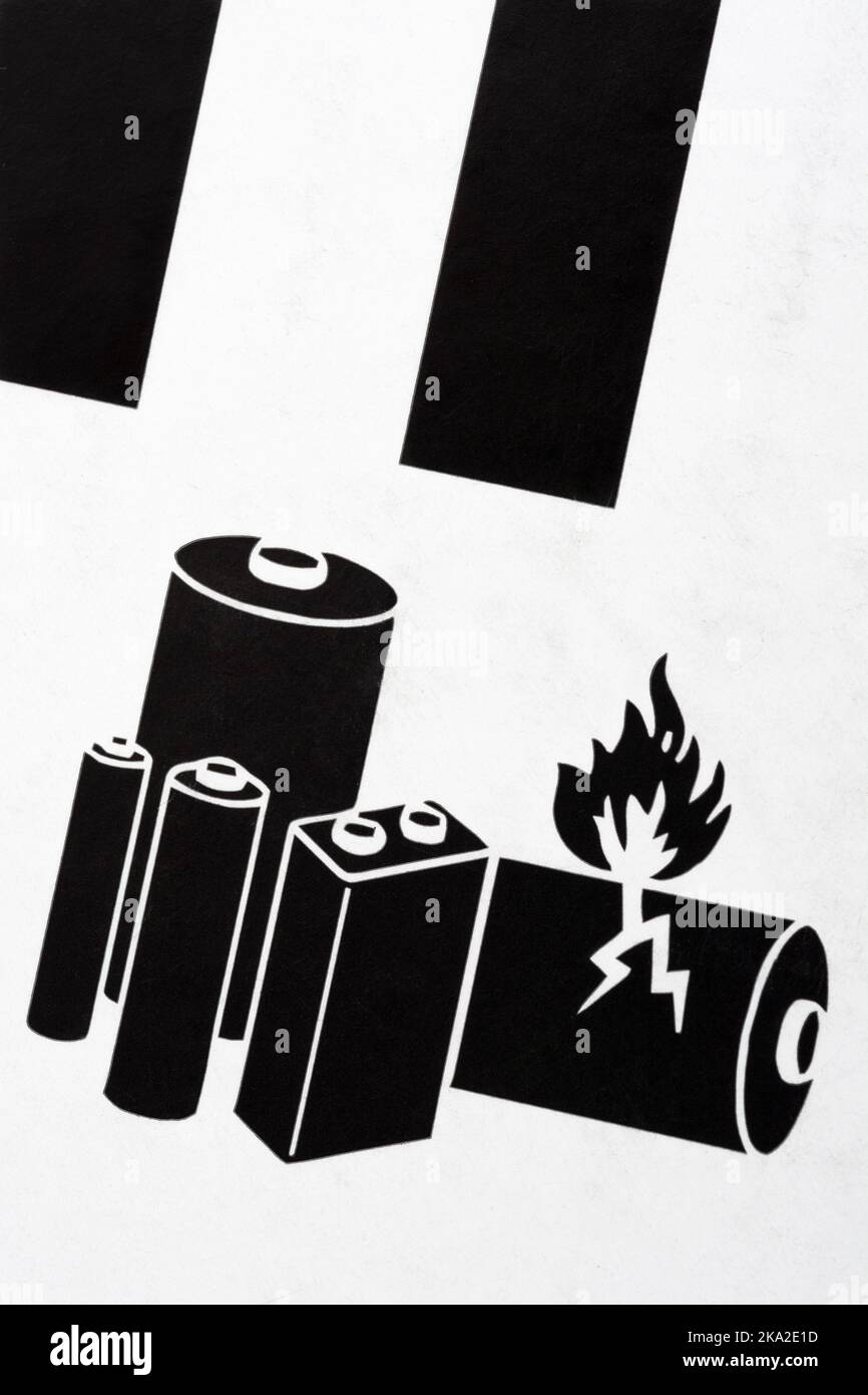 Etichetta di avvertenza per la spedizione della batteria agli ioni di litio un 3480. Per i rischi di incendio al litio, la spedizione di materiali e merci pericolosi e i rischi generali di incendio. Foto Stock