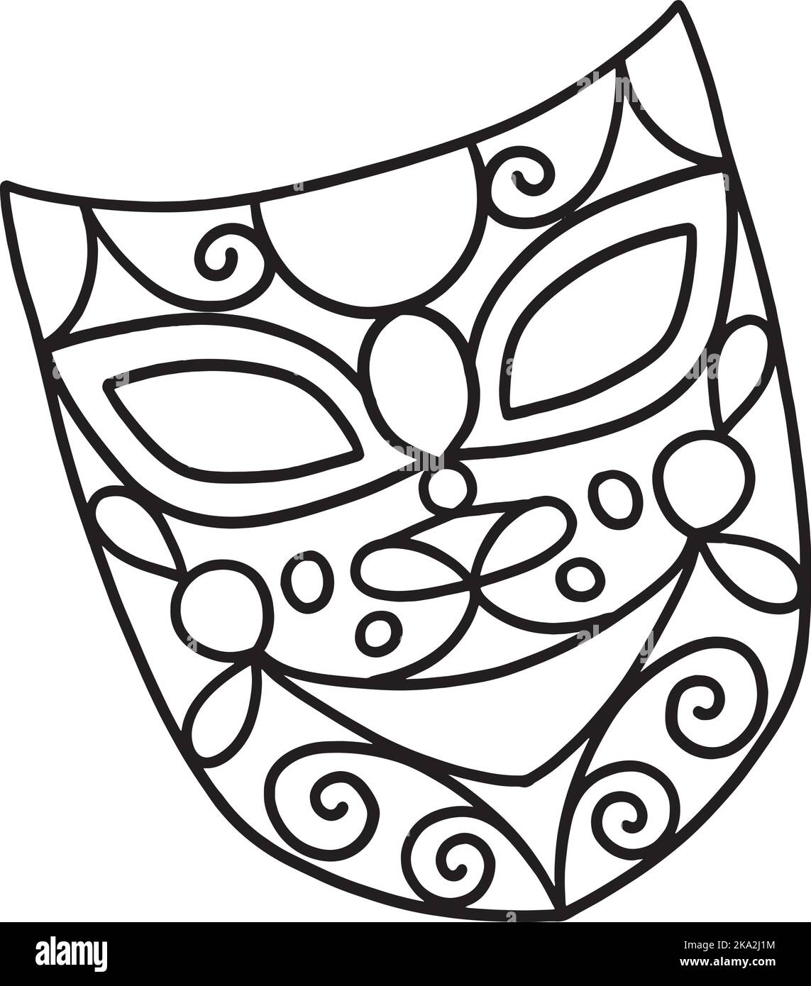 Mardi Gras Mask colorazione isolata pagina per bambini Illustrazione Vettoriale