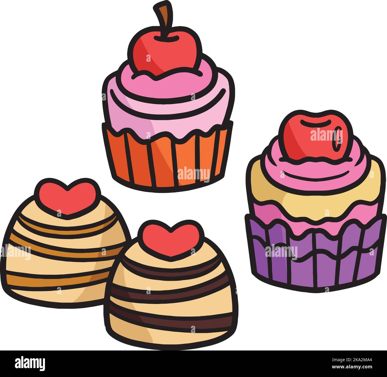 Cupcakes Cartoon colorato clipart Illustrazione Illustrazione Vettoriale