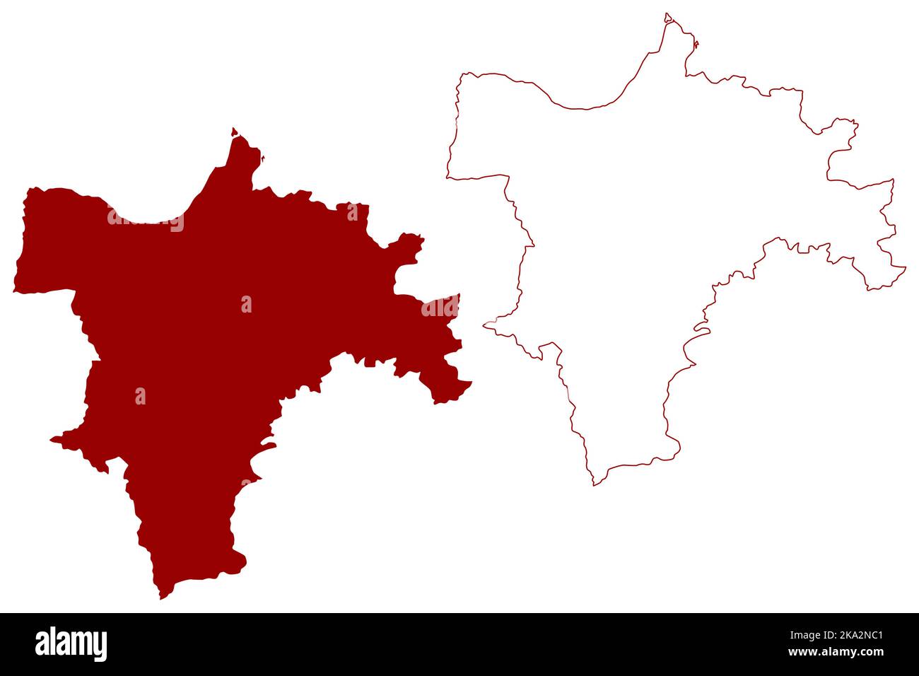 Vettore mappa i del distretto non metropolitano di Torridge (Regno Unito di Gran Bretagna e Irlanda del Nord, contea cerimoniale Devon o Devonshire, Inghilterra) Illustrazione Vettoriale