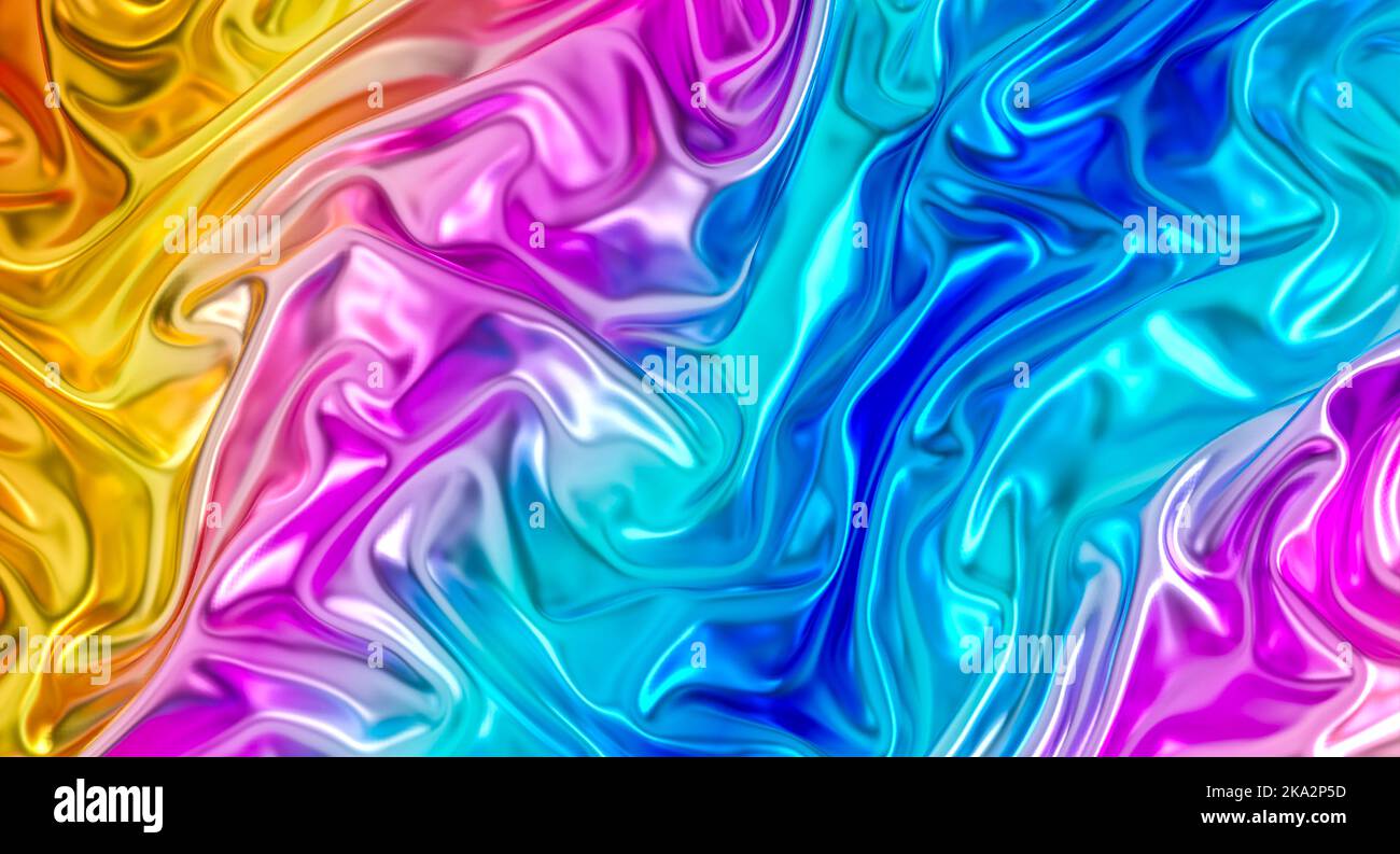 tendaggi con colori iridescenti. sfondo di rendering 3d Foto Stock