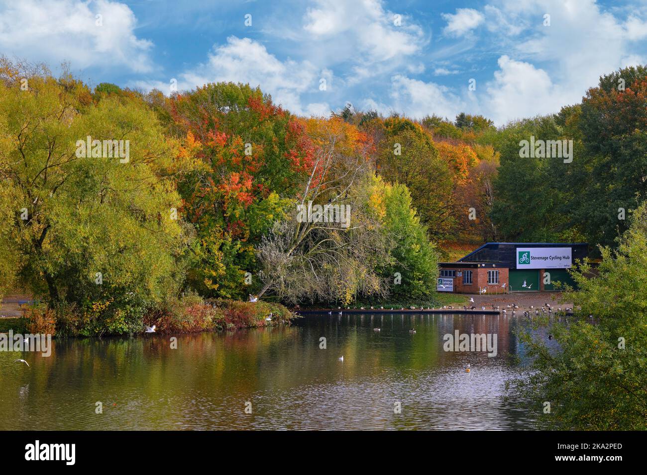 Fairlands Valley Park Stevenage in autunno Foto Stock