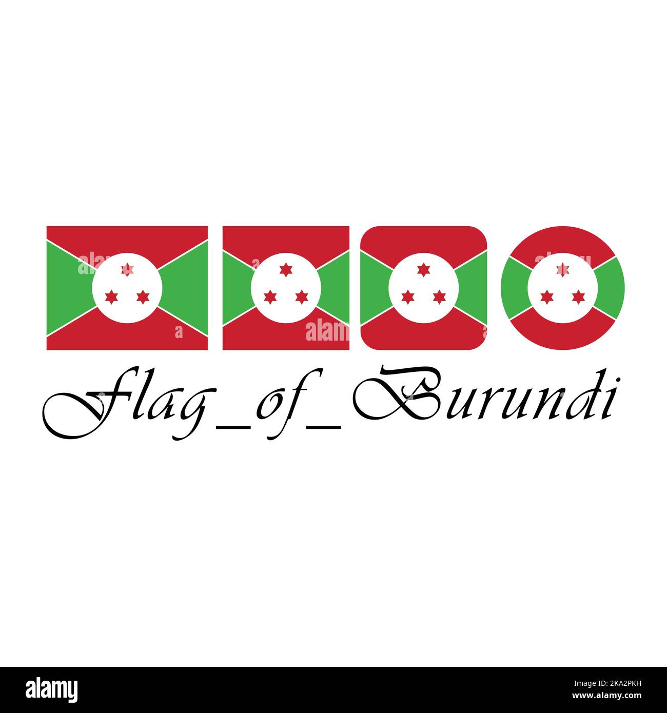 Bandiera del Burundi arte di disegno nazionale con stile differente. Modificabile, ridimensionabile, EPS 10, illustrazione vettoriale. Illustrazione Vettoriale