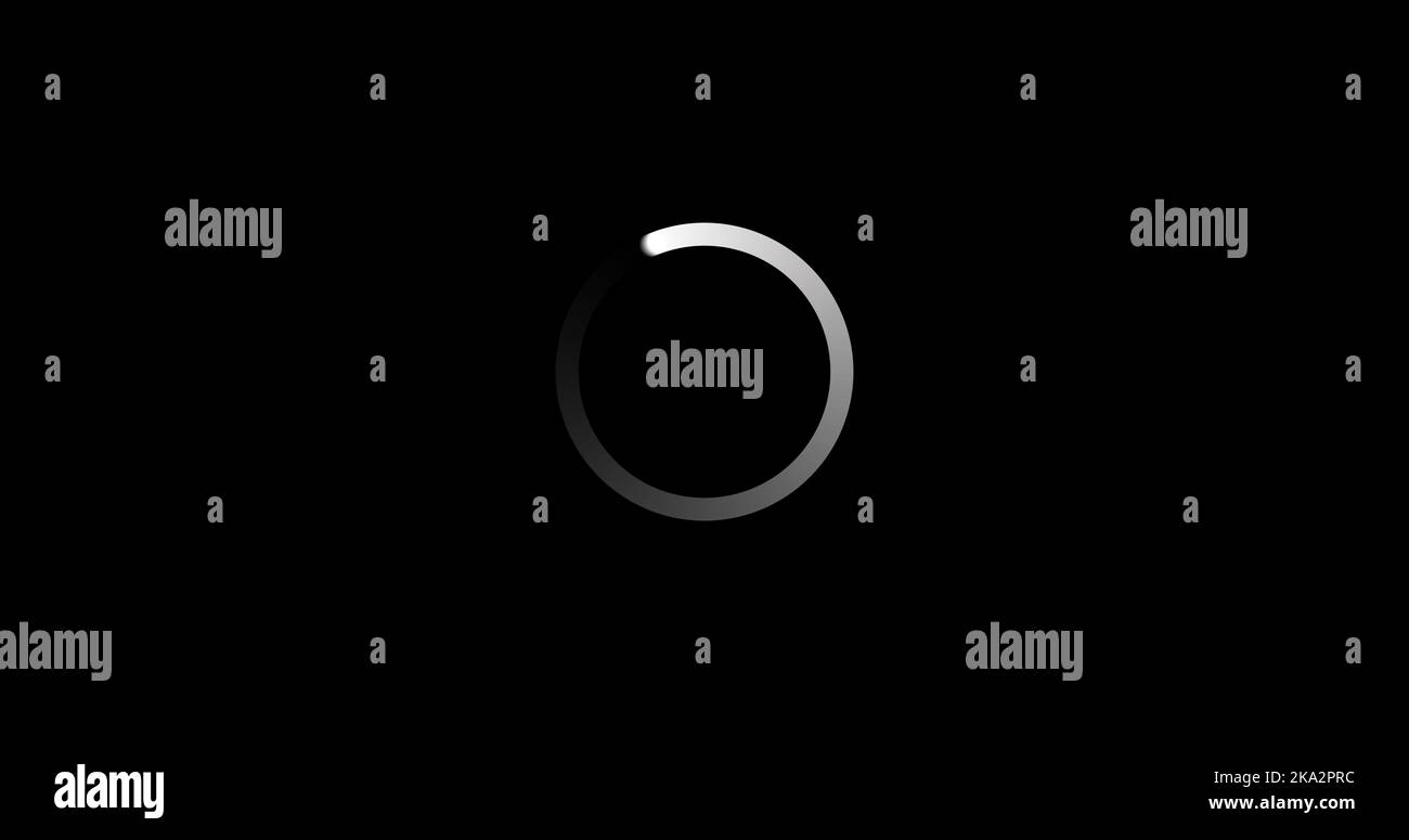 Icona della schermata di caricamento a forma di cerchio sulla schermata nera Foto Stock