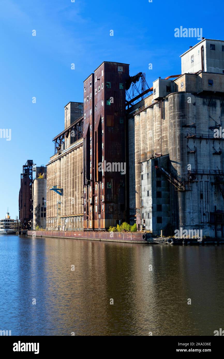 Silo City, Buffalo River, Buffalo, New York, Stati Uniti Foto Stock