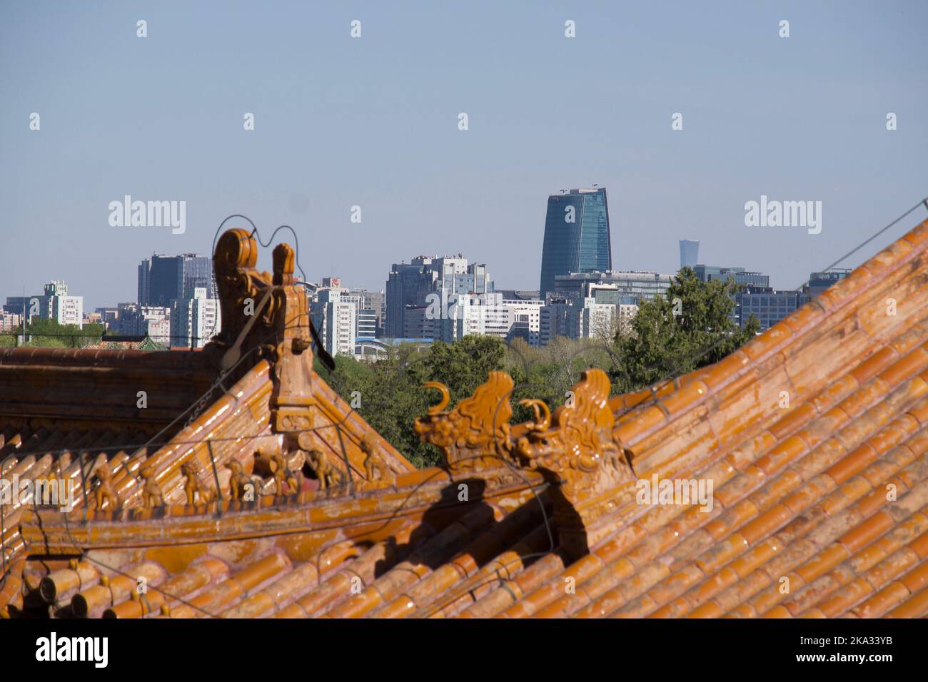 Una bella foto di un tetto dell'edificio tradizionale Cinese Foto Stock