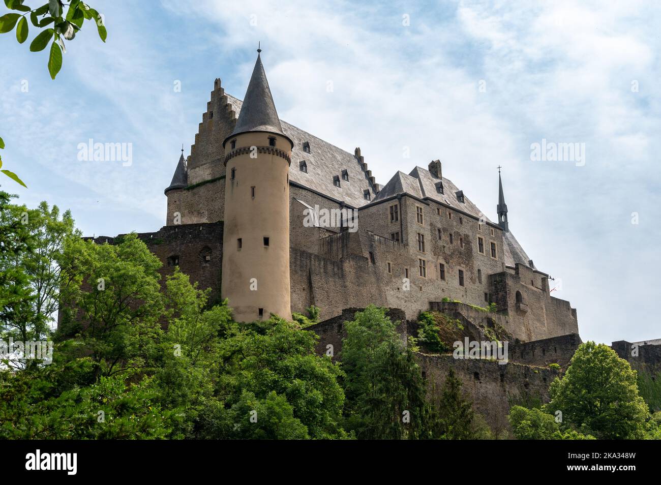 Vianden Castello in Lussemburgo. Foto Stock