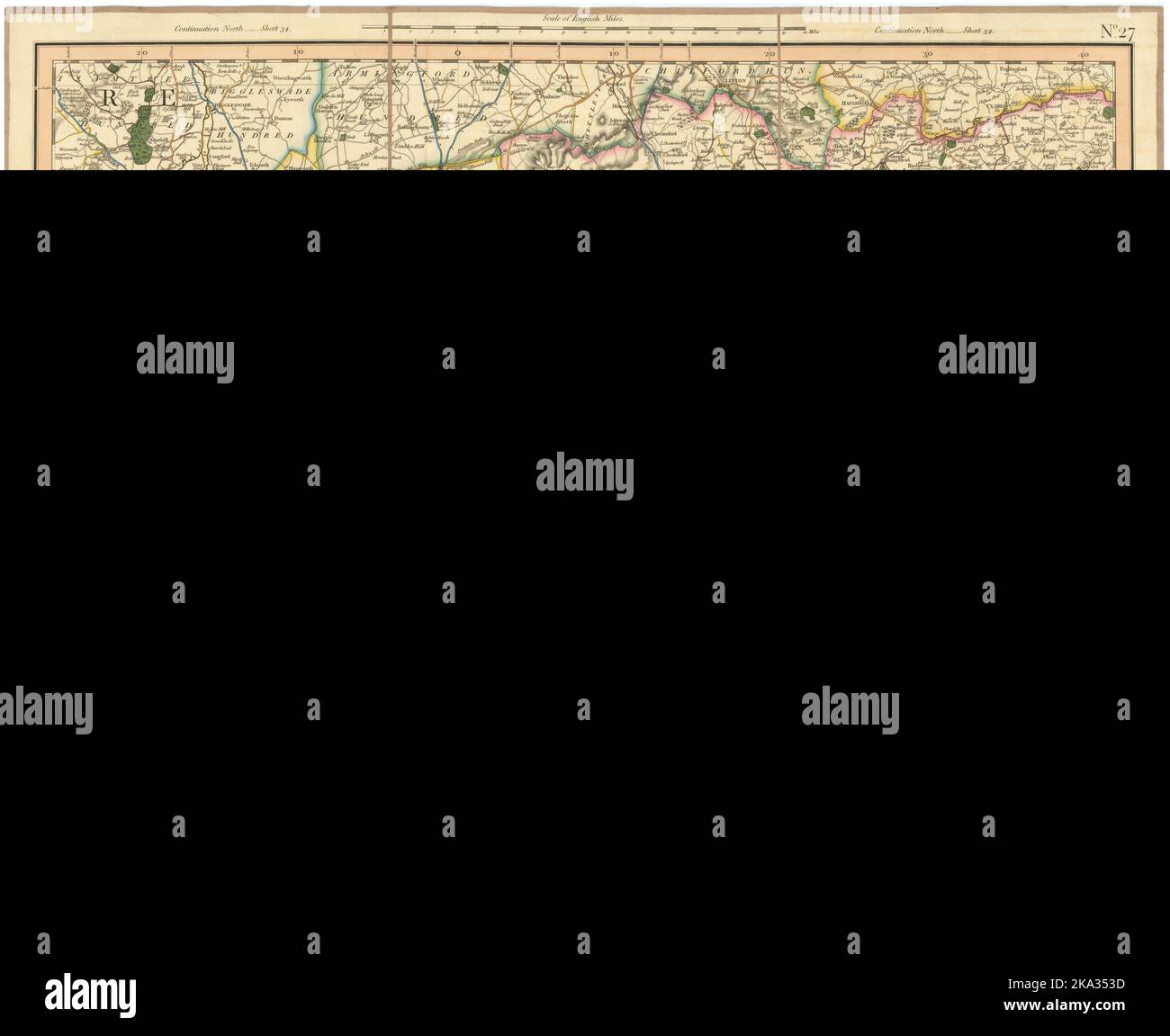 NORTH LONDON, HERTFORDSHIRE E WEST ESSEX. Epping Forest Utttlesford CARY mappa 1832 Foto Stock