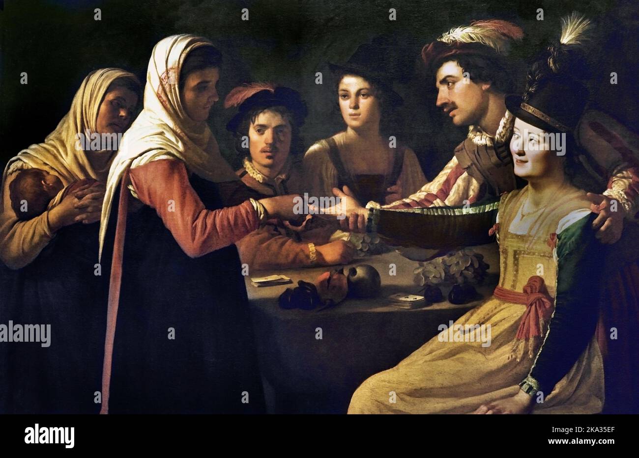 Buona fortuna da Gherardo delle notti - Gerrit Honthorst ,1592-1656 ,Olandese, Paesi Bassi. Foto Stock