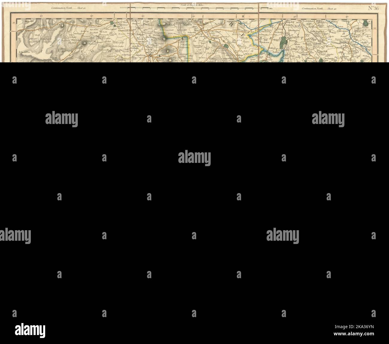 South Denbighshire, N Montgomeryshire, e Merionethshire, NW Shrops CARY 1832 mappa Foto Stock