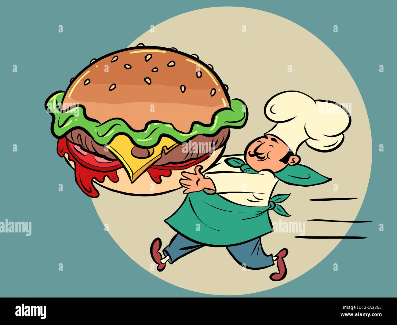burger e chef man, ristorante fast food street cooking Illustrazione Vettoriale